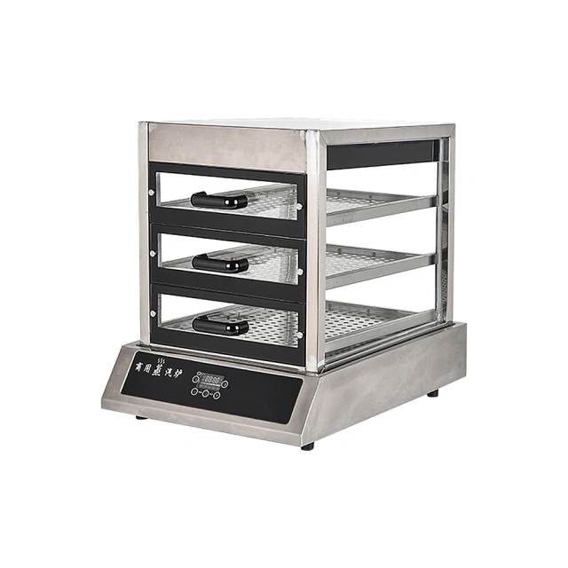 Restaurant 304 Stainless Steel Dim Sum Steamer Commercial Single Holes Electric Bun Steaming Machine