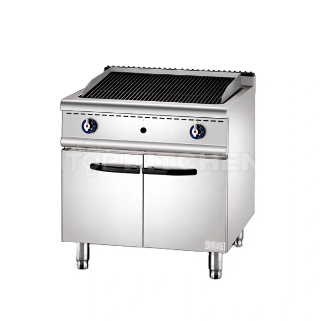 Stainless Steel Commercial BBQ Grill Gas Lava Rock Grill With Cabinet Commercial Grill Range with Oven