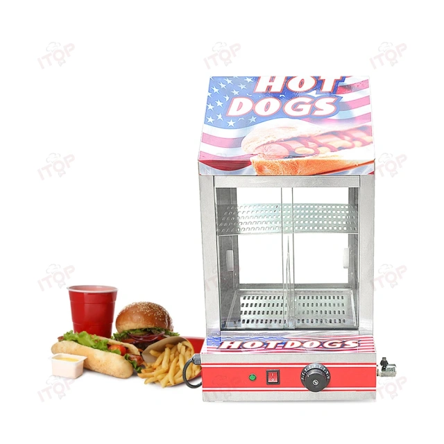 Stainless Steel Hot Dog Warmer Bakery Pastry Egg Tart Hamburg Warm Cabinet Fried Food Warming Showcase