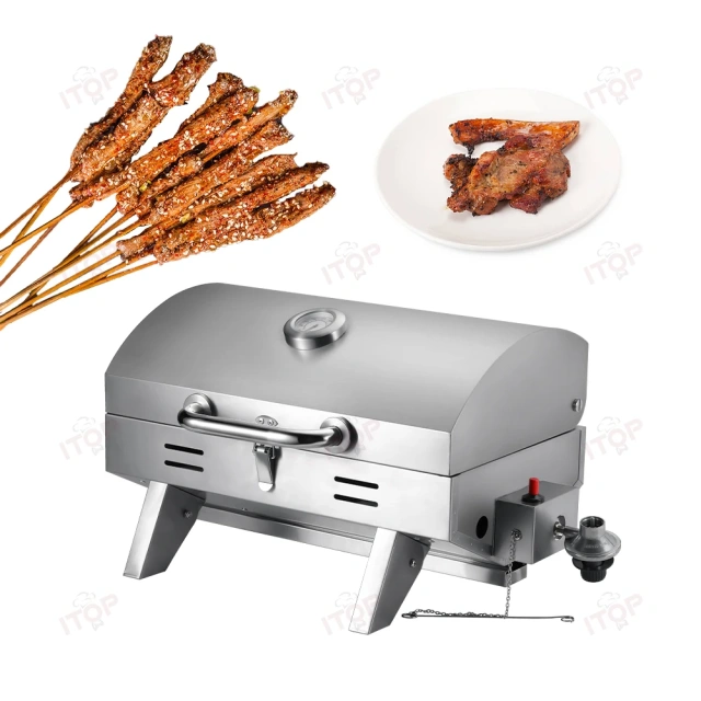 Manufacturer Cheap Price Outdoor Camping Garden Tabletop Single Head Stainless Steel Portable Gas Foldable Bbq Grill