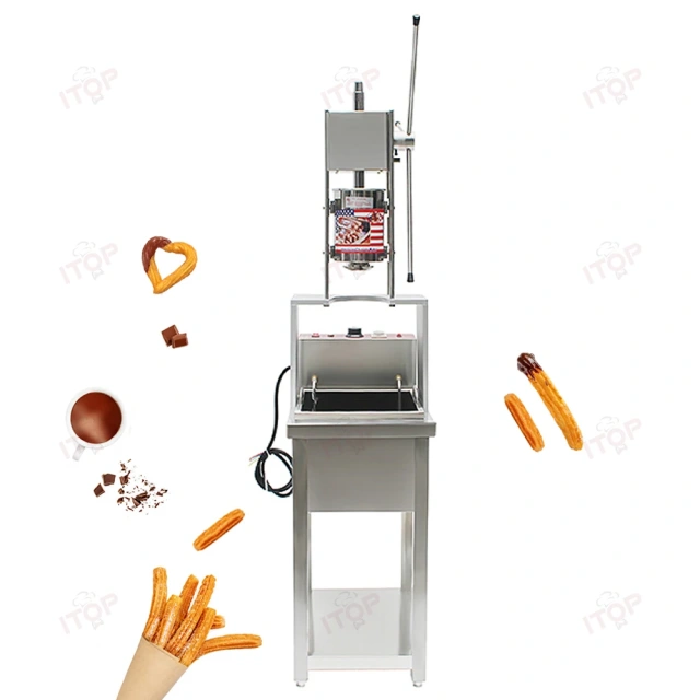 5L Barrel Commercial Spanish Churro Machine With 25L Fryer And 5 Pieces Different Nozzles