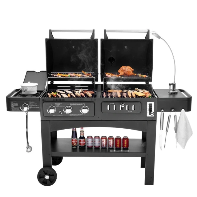 American Family Party Outdoor Courtyard Gas And Carbon Dual-Use Barbecue Grill Charcoal Gas Comb BBQ Machine