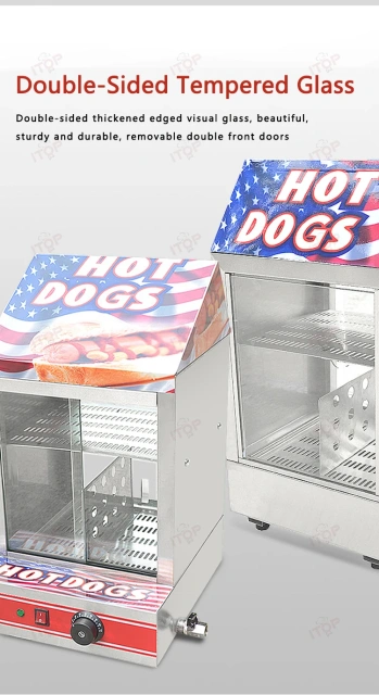 Stainless Steel Hot Dog Warmer Bakery Pastry Egg Tart Hamburg Warm Cabinet Fried Food Warming Showcase