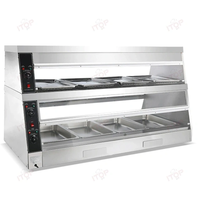 1.2m 1.5m 1.8m Buffet Restaurants Table Top Commercial Insulated Stainless Steel Electric Food Warmer Display Showcase