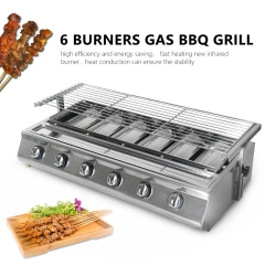 Family Party Household Restaurant Commercial Gas BBQ Grill Machine 6 Burners Outdoor Bbq Gas Grill