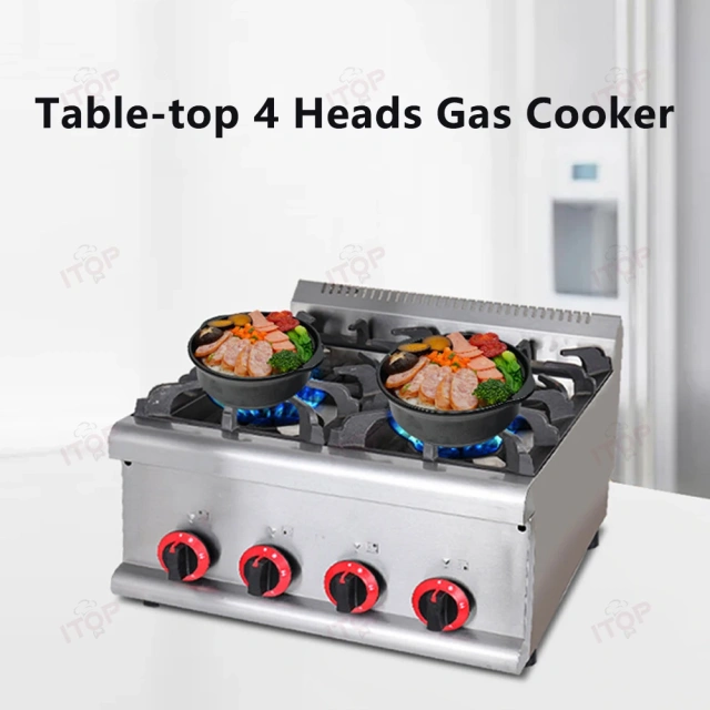 Commercial Counter 4 Burners Gas Stove Table Top Stainless Steel Gas Cooker Rangetop