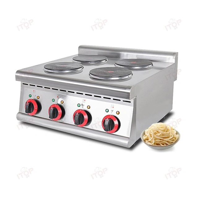 Commercial Electric Cooking Stove 8kw Countertop 4 Head Food Cooker Combination Cooking Range
