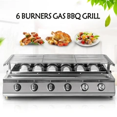 Family Party Household Restaurant Commercial Gas BBQ Grill Machine 6 Burners Outdoor Bbq Gas Grill