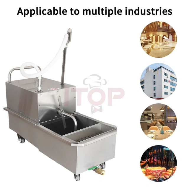 Fryer Filter Stainless Steel Cooking Oil Filter Machine  Commercial 48L Fuel Oil Filter Portable Fryer Oil Filtration System