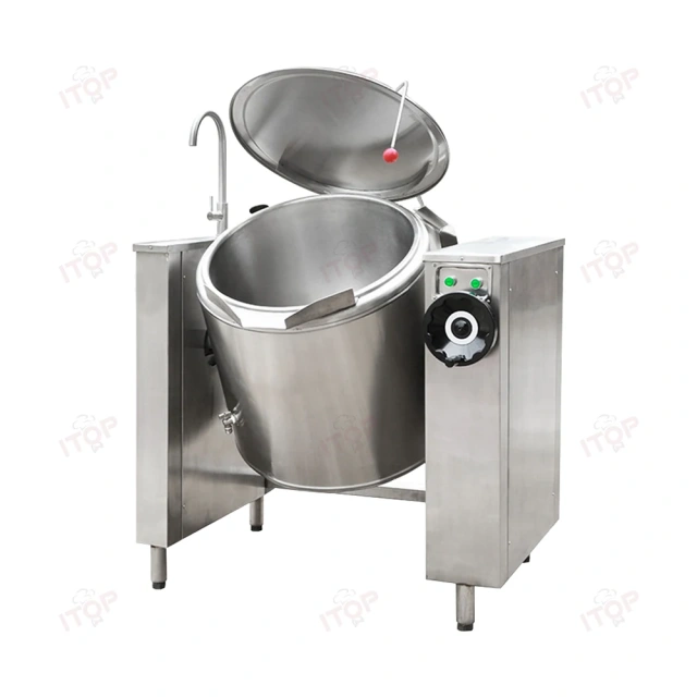 100l-500l Industrial Auto Gas Electric Tilting Kettle Boiler Industrial Gas Steam Jacketed Kettle In Large Kitchens