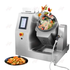 Large Capacity Heavy Duty Electromagnetic Induction Automatic Stir Fry Cooking Machine Store 500+ Recipes Touch Screen Display