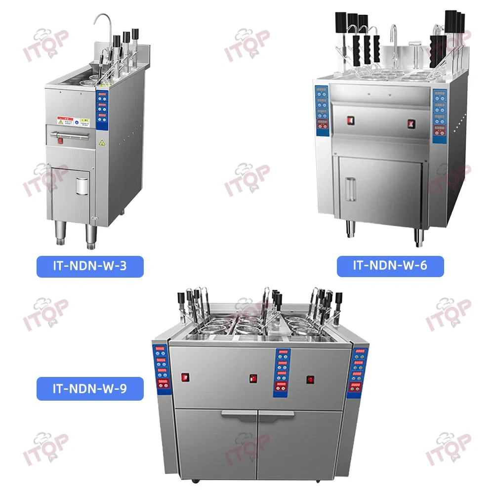 Gas Commercial Noodle Cooker 9 Heads Smart Automatic Lift Noodle Cooking Machine