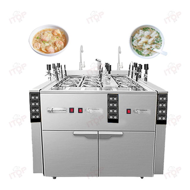 Gas Commercial Noodle Cooker 9 Heads Smart Automatic Lift Noodle Cooking Machine