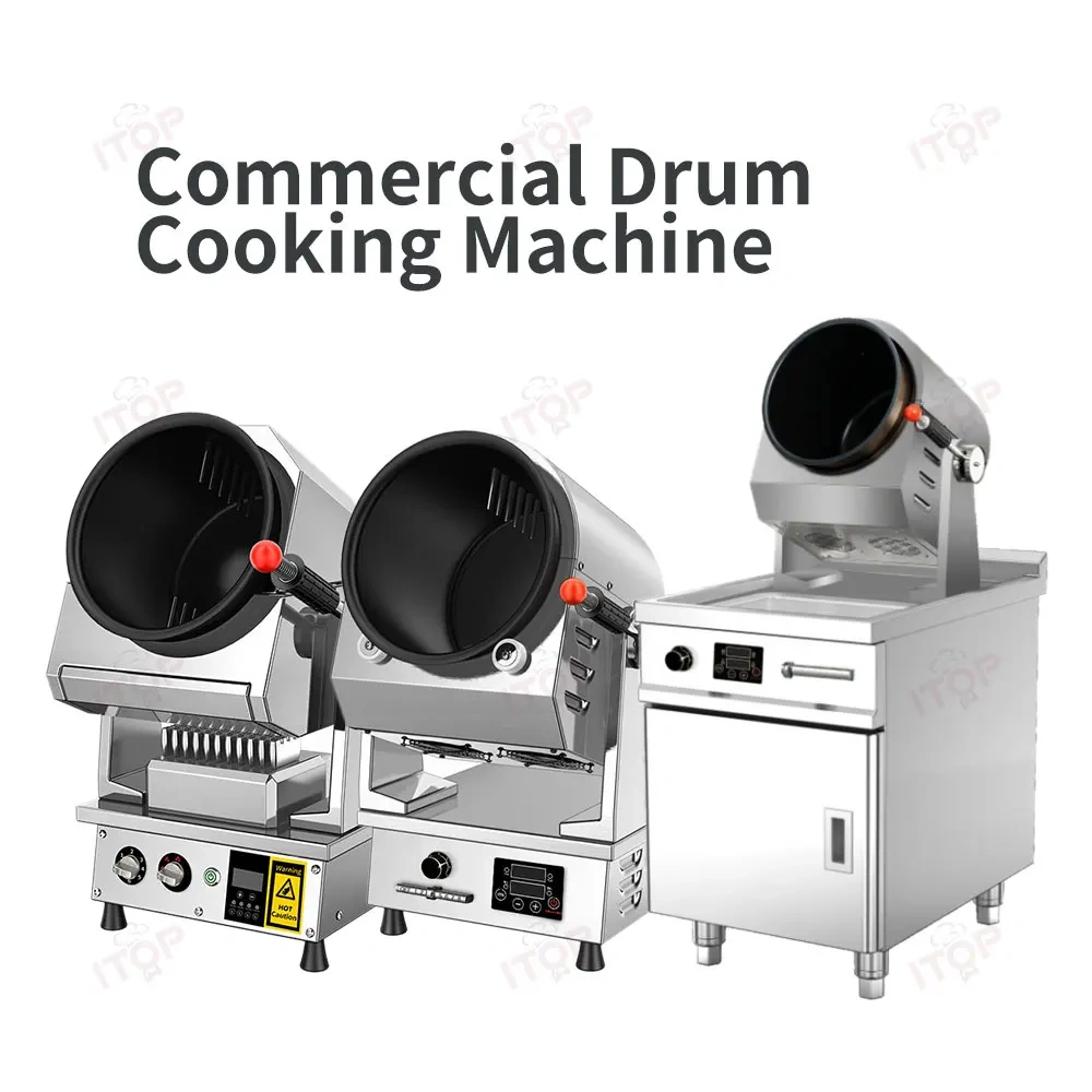 Fast Food Restaurant 36cm Drum Smart Cooking Machine Automatic Robot 8000w Fried Rice Wok 17L Intelligent Gas Stir Fry Robot