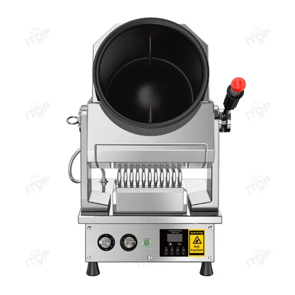 Fast Food Restaurant 36cm Drum Smart Cooking Machine Automatic Robot 8000w Fried Rice Wok 17L Intelligent Gas Stir Fry Robot