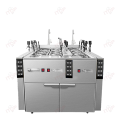Gas Commercial Noodle Cooker 9 Heads Smart Automatic Lift Noodle Cooking Machine