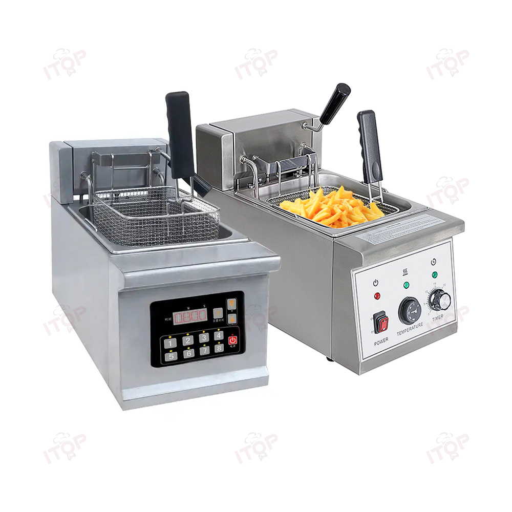 8L Automatic Lifting Electric Fryer Commercial Table Electric Fryer For Potato Chips Chicken With Over Temperature Protection