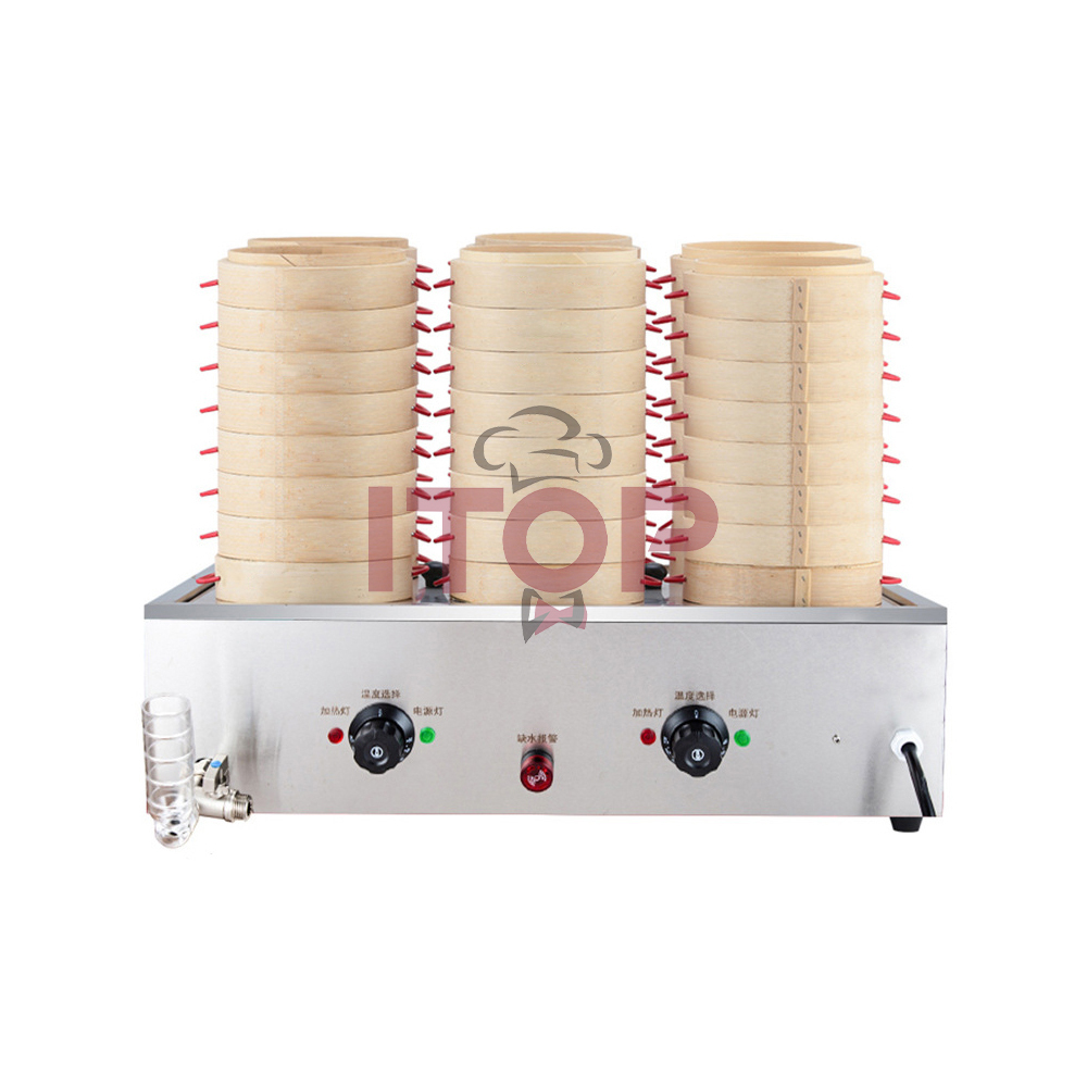 Intelligent Control 6 Holes Commercial Steam Bun Machine Chinese Shaomai Electric Steamer With Anti-dry Burning