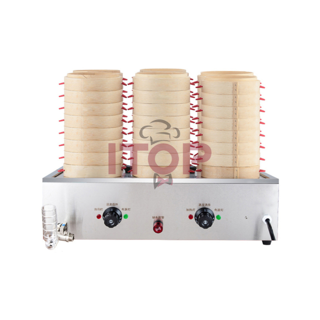 Intelligent Control 6 Holes Commercial Steam Bun Machine Chinese Shaomai Electric Steamer With Anti-dry Burning