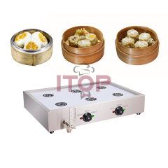 6 Holes Restaurant Steamed Bun Dessert Steamer Stainless Steel Dim Sum Steamer Commercial  Baozi Steaming Machine