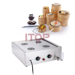 4 Holes Commercial Stainless Steel Electric Desktop Dim Sum Bun Steamer Cooker Mini Xiao Long Bao Steaming Machine With Alarm