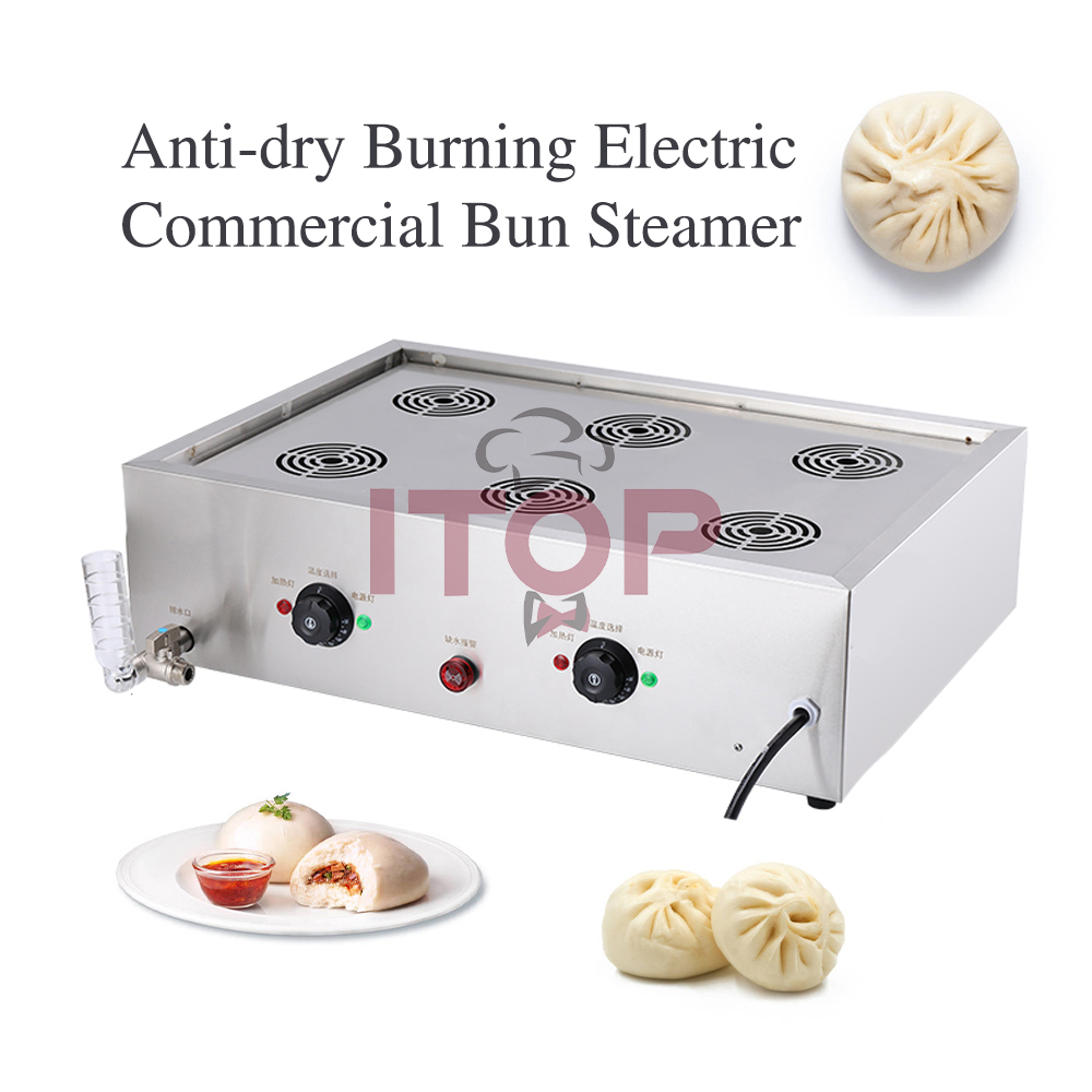 Intelligent Control 6 Holes Commercial Steam Bun Machine Chinese Shaomai Electric Steamer With Anti-dry Burning