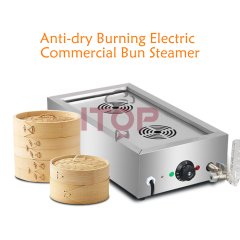 Temperature Adjust Electric Chinese Bun Steamer Machine 2 Holes Steam Outlet Commercial Stainless Steel Food Steamer