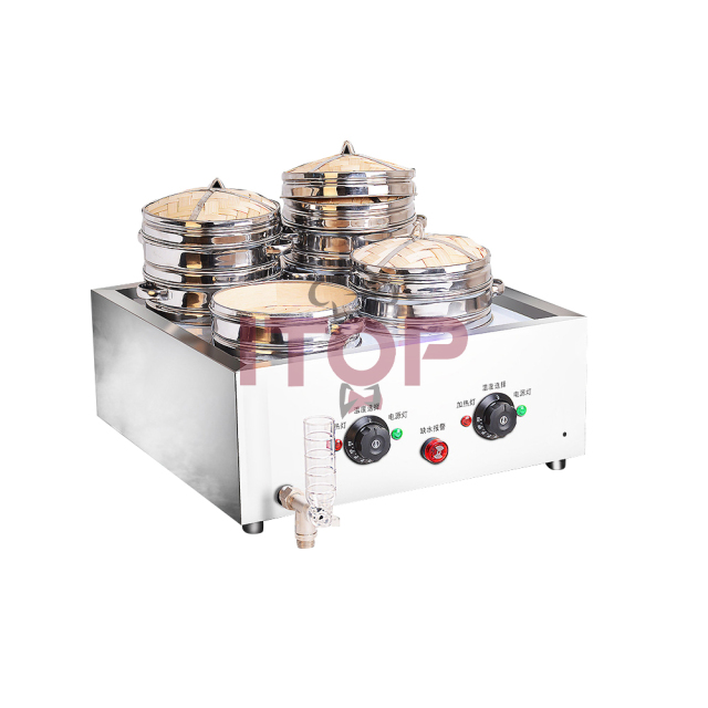 4 Holes Commercial Stainless Steel Electric Desktop Dim Sum Bun Steamer Cooker Mini Xiao Long Bao Steaming Machine With Alarm