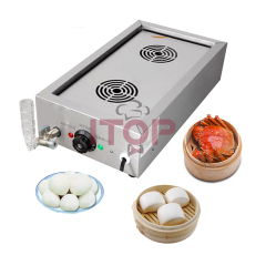 Temperature Adjust Electric Chinese Bun Steamer Machine 2 Holes Steam Outlet Commercial Stainless Steel Food Steamer