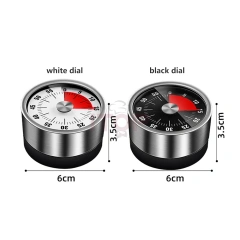 60 Minutes Alarm Sound Cooking Timer Kitchen Tool Stainless Steel Visual Magnetic Kitchen Mechanical Timer