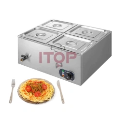 4 Pans Commercial Electric Bain Marie Food Warmer Machine Stainless Steel Keep Food Warming Machine