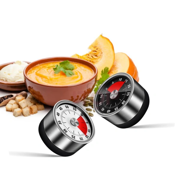 60 Minutes Alarm Sound Cooking Timer Kitchen Tool Stainless Steel Visual Magnetic Kitchen Mechanical Timer