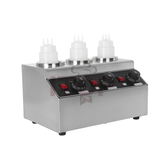 Electric Triple Sauce Bottles Warmer Hot Chocolate Cheese Chocolate 3 Bottles Warming Machine Dispenser Melter Machine