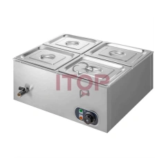 4 Pans Commercial Electric Bain Marie Food Warmer Machine Stainless Steel Keep Food Warming Machine