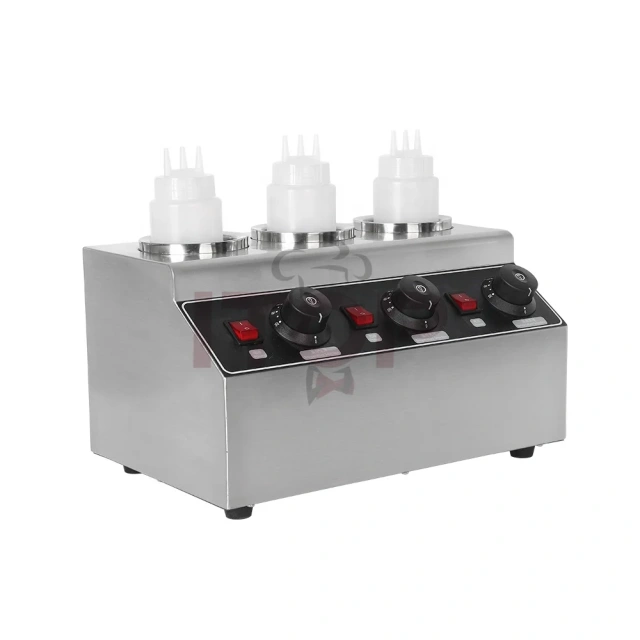 Electric Triple Sauce Bottles Warmer Hot Chocolate Cheese Chocolate 3 Bottles Warming Machine Dispenser Melter Machine