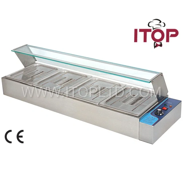 4 GN Pans Commercial Electric Bain Marie Wooking Equipment Food Warmer
