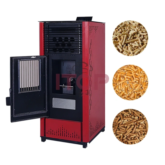 No Smoke Indoor Heaters Automatic Feeding Wood Burn Pellet Fireplace Cooking Biomass Indoor Heating Stove