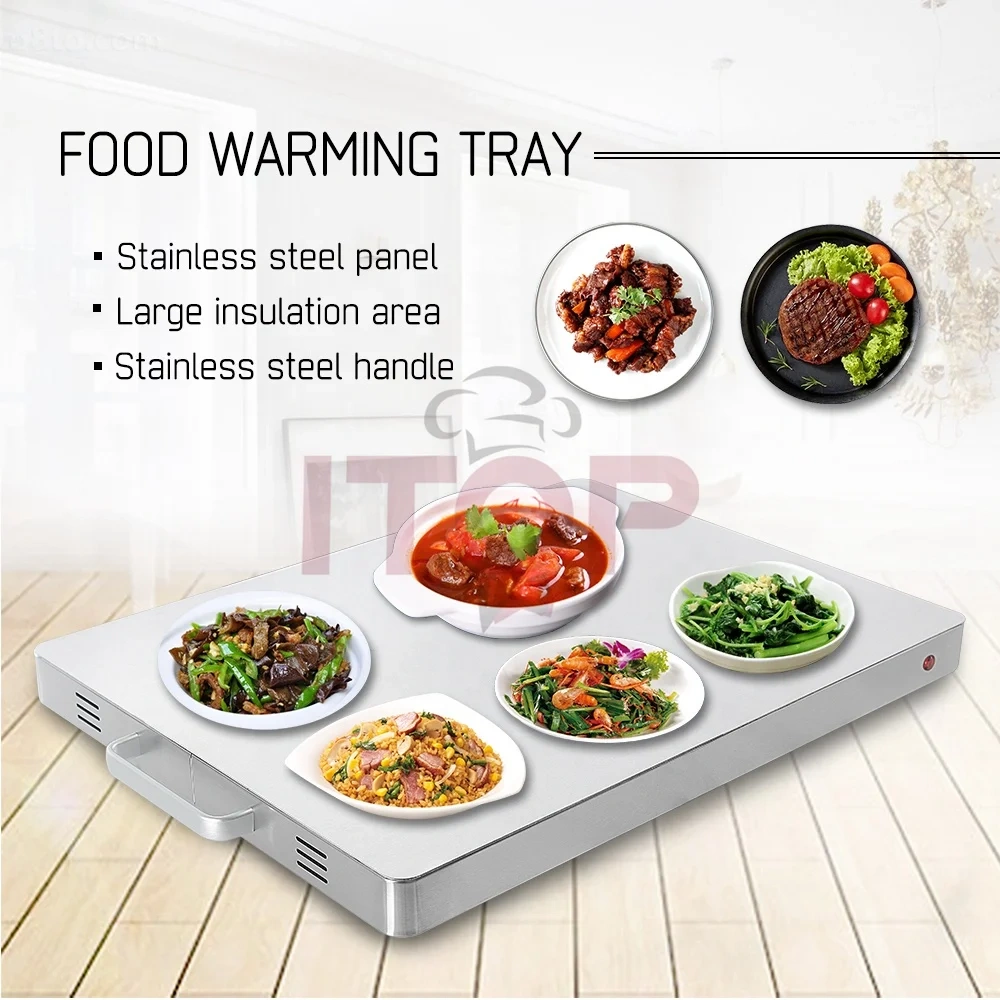 Electric 400W Food Heating Plate Warming Tray Stainless Steel Surface Commercial Buffet Food Warm Plate Machine 220V CE