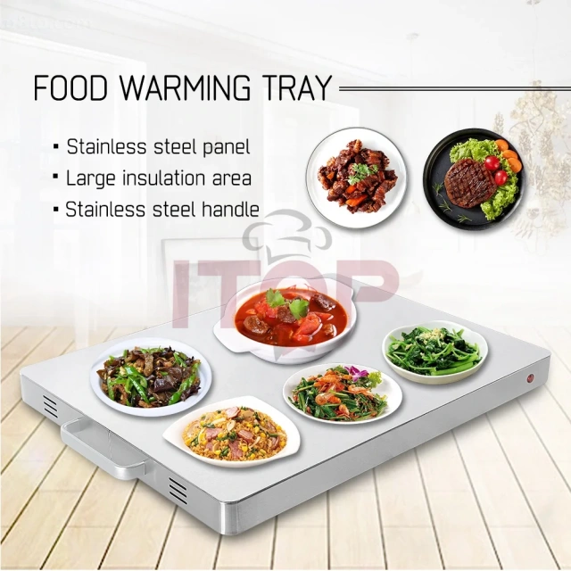 Electric 400W Food Heating Plate Warming Tray Stainless Steel Surface Commercial Buffet Food Warm Plate Machine 220V CE