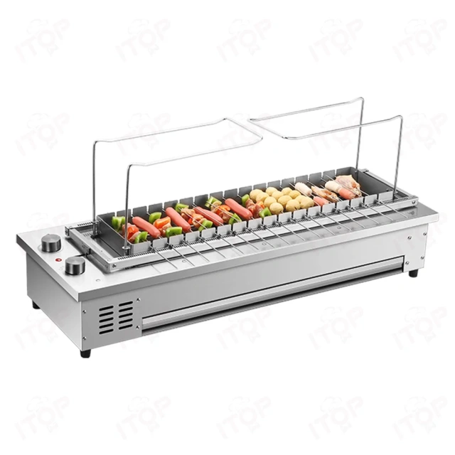 16 Skewers Commercial Smokeless Bbq Grill Machine Electric Tabletop Skewers Roasting Meat Barbecue