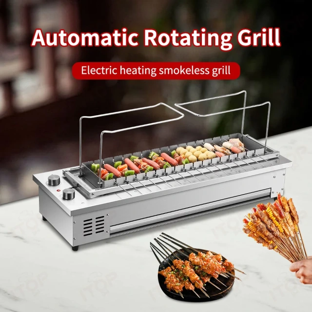 16 Skewers Commercial Smokeless Bbq Grill Machine Electric Tabletop Skewers Roasting Meat Barbecue