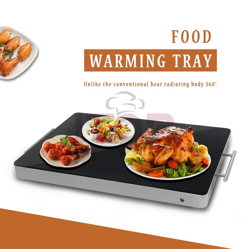400W Electric Food Heating Plate Stainless Steel Body Food Warm Tray Glass Embedded Surface Wire Control Hot Plate Buffet 220V