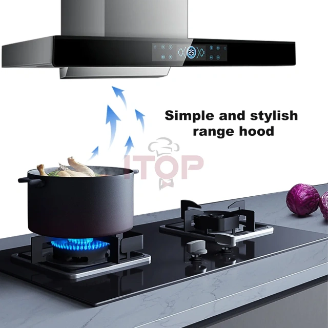 Wall Mounted Kitchen Smoke Absorbing Chimney Hood Kitchen Range Hood Smoke Suction