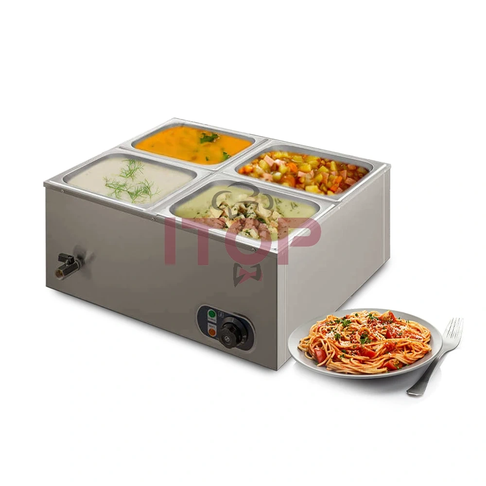 4 Pans Commercial Electric Bain Marie Food Warmer Machine Stainless Steel Keep Food Warming Machine