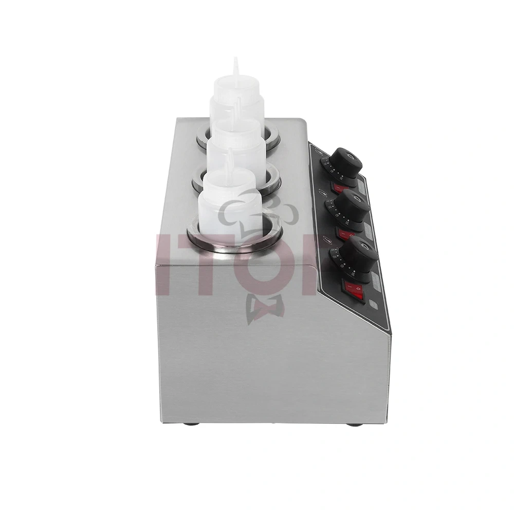 Electric Triple Sauce Bottles Warmer Hot Chocolate Cheese Chocolate 3 Bottles Warming Machine Dispenser Melter Machine