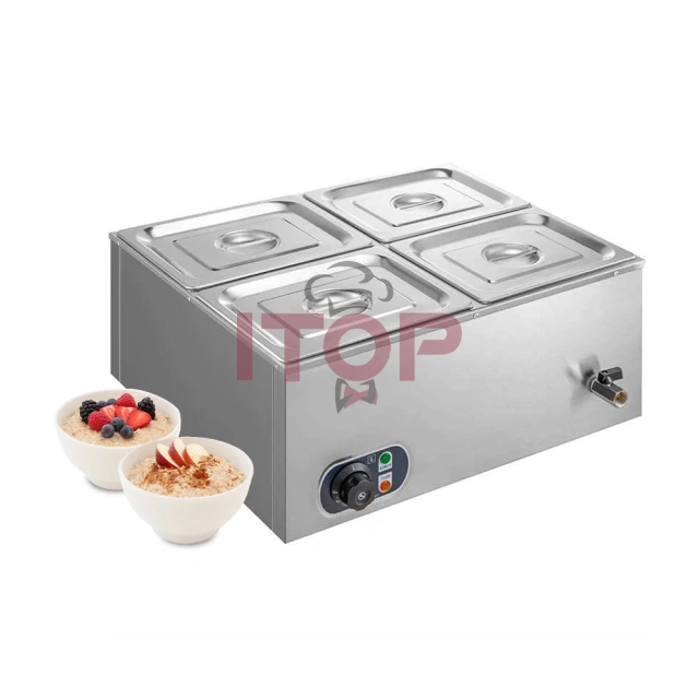 4 Pans Commercial Electric Bain Marie Food Warmer Machine Stainless Steel Keep Food Warming Machine