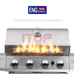 5 Burners Induction BBQ Outdoor Grill For Party Full Stainless Garden Bbq Gas Grill Party BBQ machine with Trolley