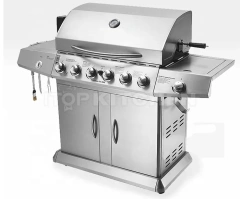 Family Day 7 Burners Commercial Gas Grill Machine Europe USA Style Stainless Steel Liquid Propane Gas BBQ Trolley