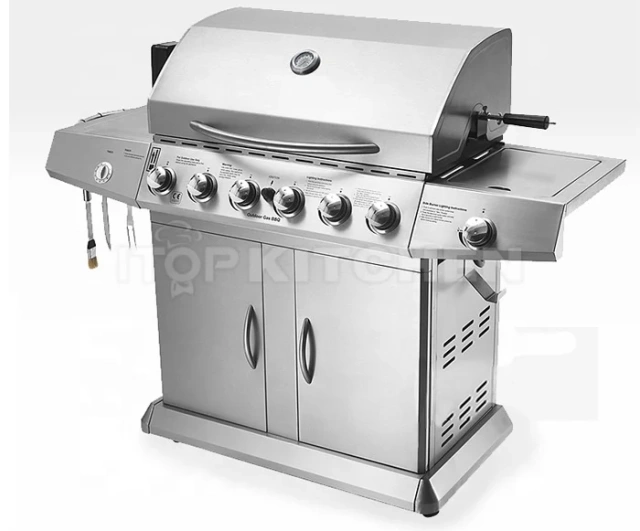 Family Day 7 Burners Commercial Gas Grill Machine Europe USA Style Stainless Steel Liquid Propane Gas BBQ Trolley