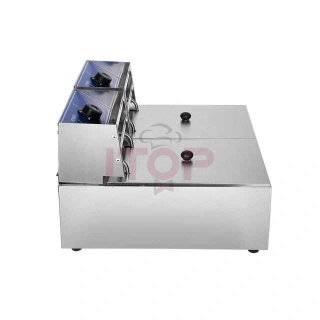Tabletop Industrial Deep Fryer 2 Tanks 8L+8L 5kw Restaurant Chips Fryer Electric Commercial Frying Machine